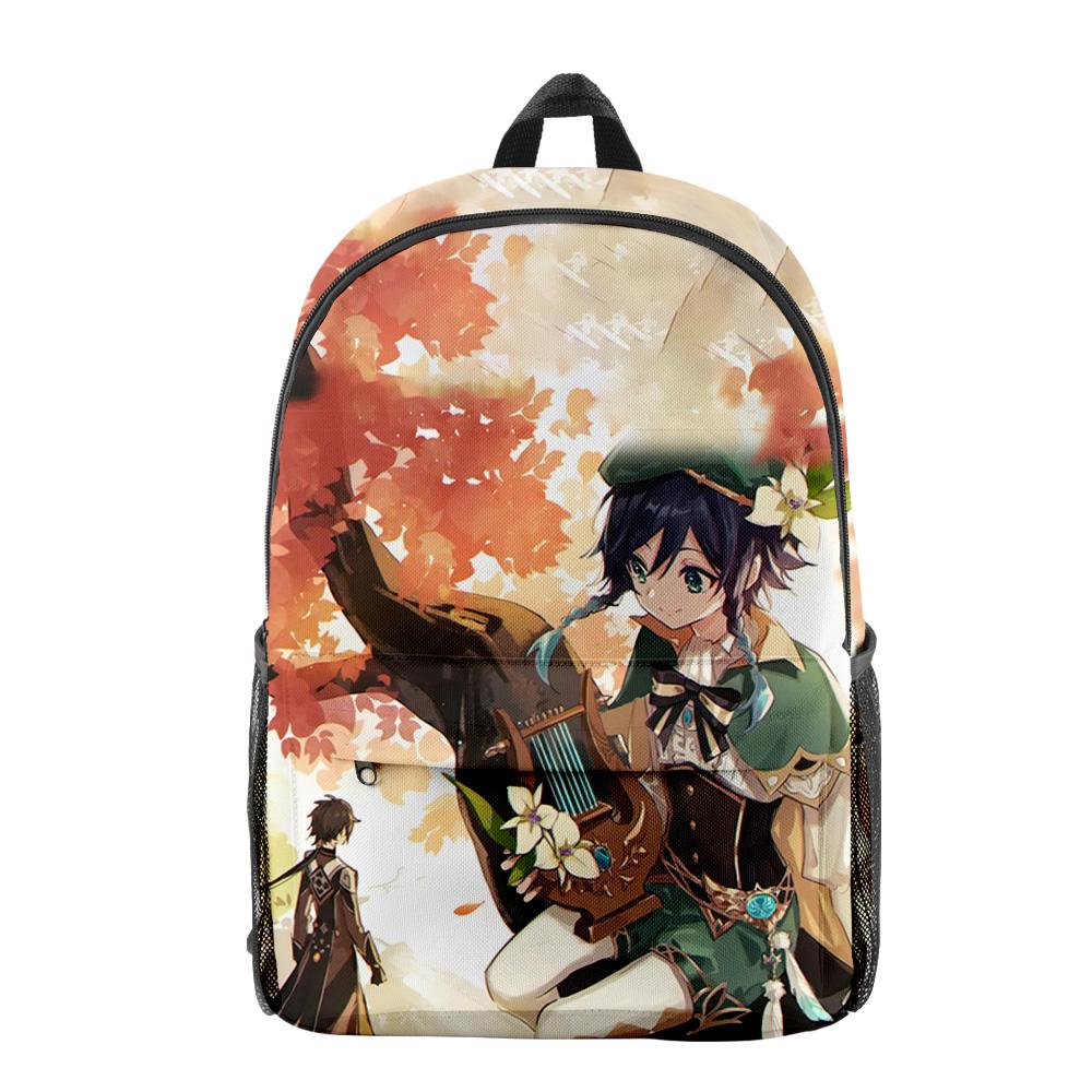 Fashion Youthful Genshin Impact Venti Student School Bags Notebook Backpacks 3D Printed Oxford Waterproof Boys/Girls Travel Bags