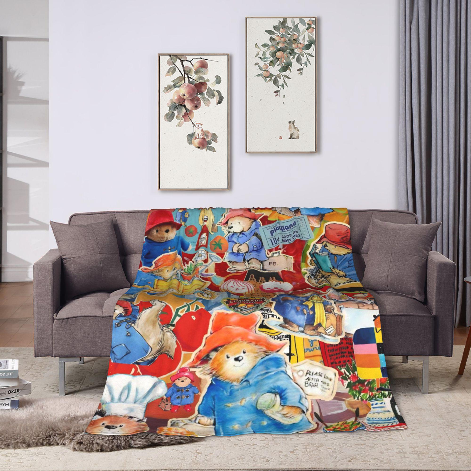 Britain Paddington Brown Bear Blanket Quality Warm Soft Throw Blanket Winter Airplane Travel Living Room Comfortable Bedspread 75X95CM