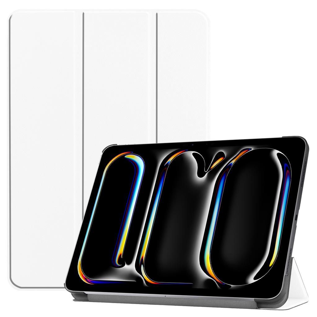 For iPad Pro 11 (2024) Case PC+PU Auto Wake Sleep Tablet Shell with Tri-fold Stand