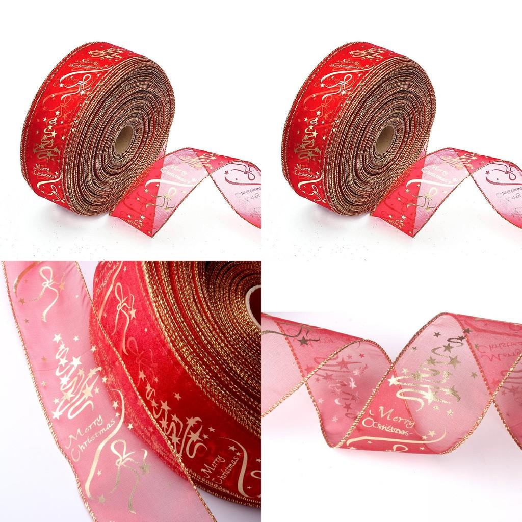 Charming Red 6.3x200cm Christmas Tree Decoration Ribbon For Stylish Gift Wrapping
