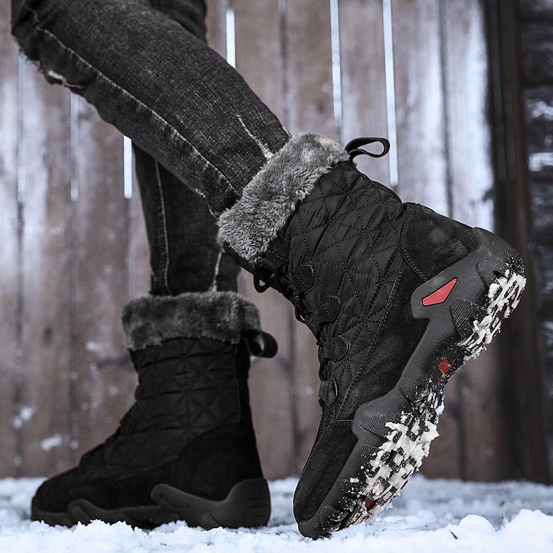 Winter Men's Warm Snow Boots High-top Outdoor Plush Shoes Plus Size 39-47
