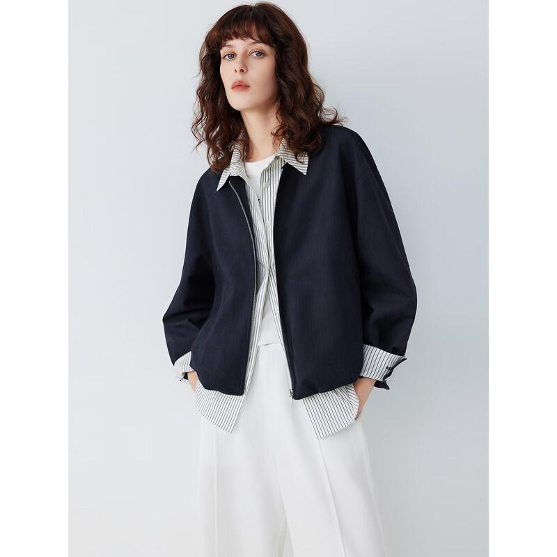 

ELLE Women s Color-Block Suede Faux Two-Piece Short Jacket M