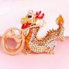 Metal Rhinestones Dragon Keychain Inlay Rhinestones Chinese Dragon Keychain  2024 New Year