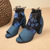 Fashion 2025 New Elegant Round Toe Zip Pumps Lace Flower Ankle Strap Hollow Out Sandals Fashion Women High Heels Shoes Zapatos De Mujer