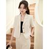 Women's Solid Color Lapel Short Sleeve Double Breasted Casual Blazer