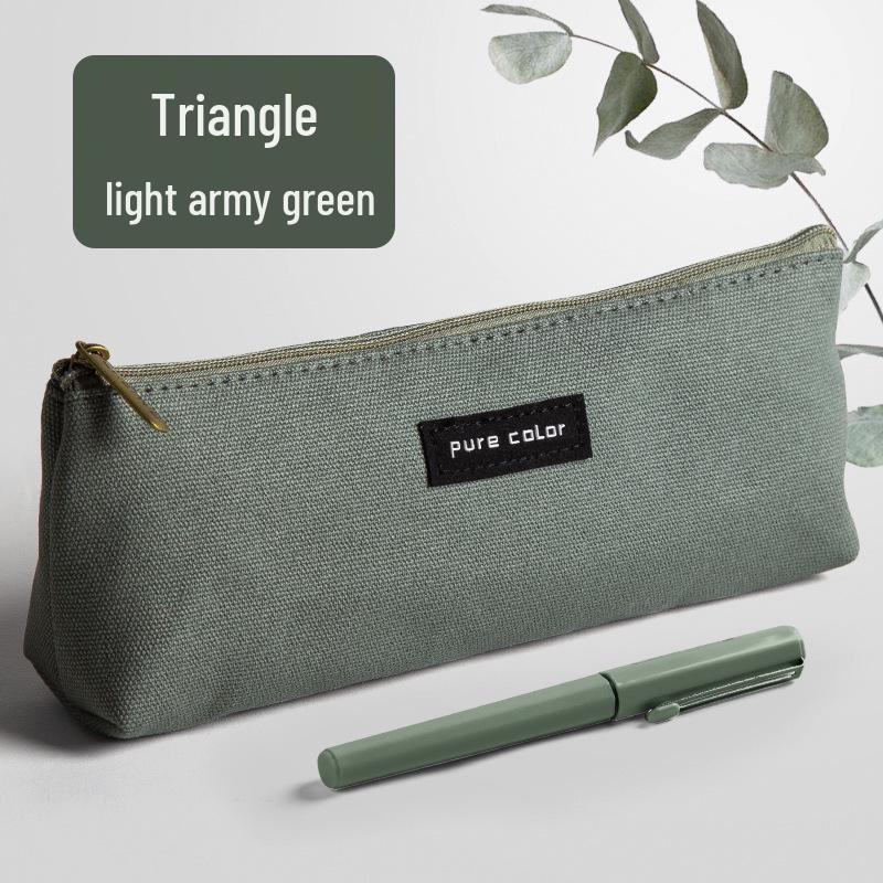 Large Capacity Canvas Pencil Case for Students - Simple and Cute Design for Boys and Girls