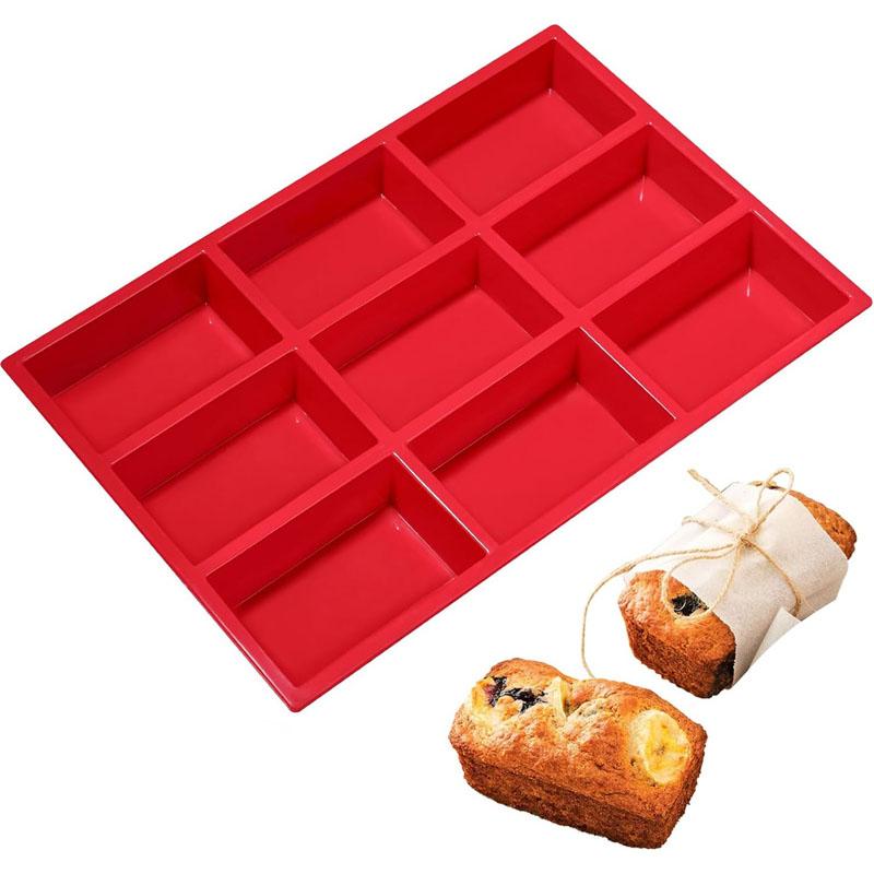 Mini Loaf Pans Non-Stick Mini Bread Pans 9 Cavity Silicone Bread Baking Molds Heat Resistant Baking Moulds for Bread Cornbrea