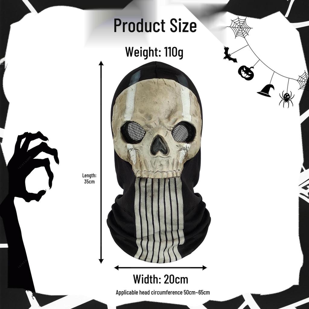 Skull Ghost Latex Mask Headgear - Call of Duty MWII Cosplay