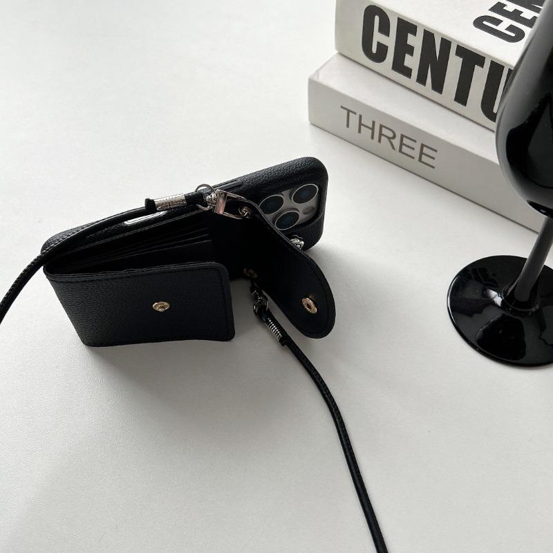 Crossbody Strap Lanyard Leather Phone Case for IPhone 16 Mini 16E 16 15 14 13 11 16Pro Max XS Wallet with Card Holder Cover