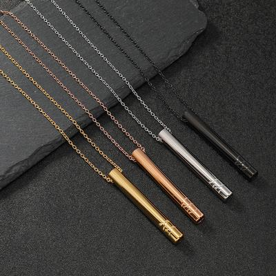 Crossline Whistle Pendants Mindfulness Meditation Necklace For Women Men Stainless Steel Breathable Stress Relieving Jewelry