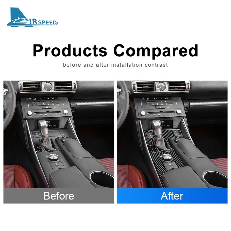 Real Soft Carbon Fiber Sticker For Lexus IS250 300 350 200T 2013-2018  Center Console Panel Cover Interior Trim  Accessories