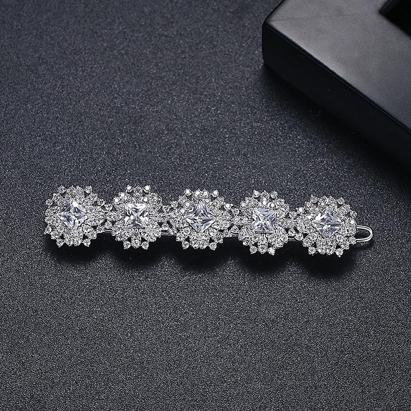 LUOTEEMI Flower Clip Accessory Girl Designer Korean Luxury Cubic Zirconia Hair Pin
