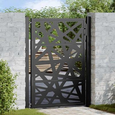Black Garden Gate 105X130 Cm Lightweight Steel Construction
