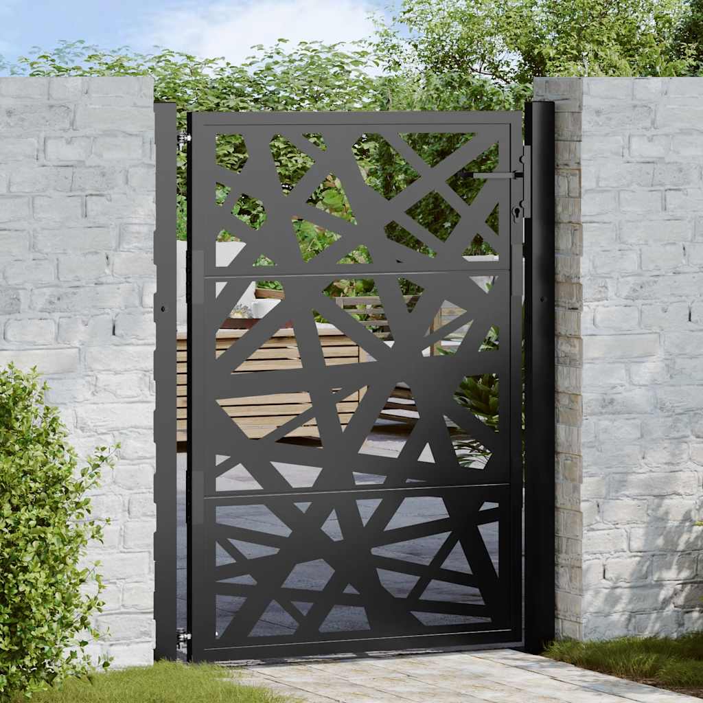 Garden Gate Black 100 X 125 Cm Steel Lightweight Design