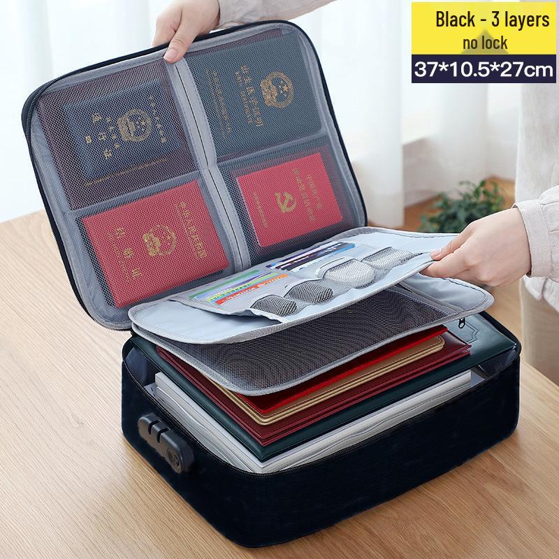 Large Capacity Multifunctional Lockable Document Bag for Family and Passport Storage