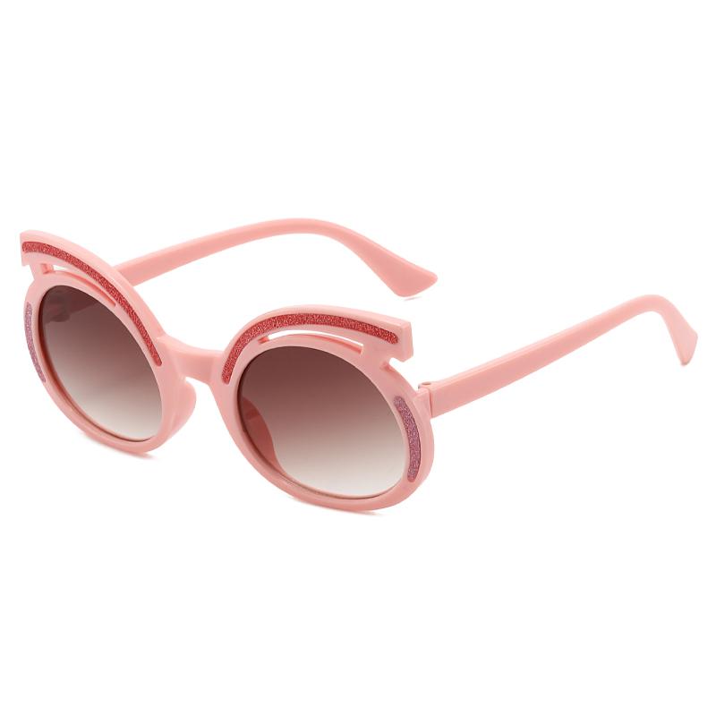 Cute Boys and Girls Eyebrow Shape Round Sunglasses Shiny Frame Anti‑UV Fashion Children Outdoor Party Sun Glasses