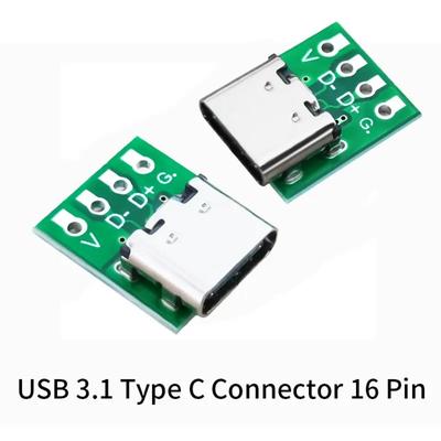 10/5 ks TYP C USB 3.1 Typ C Konektor 16 Pinový Testovacia PCB Doska Doska Adaptér Zásuvka Pre Dátovú Linku Kábel Prenos