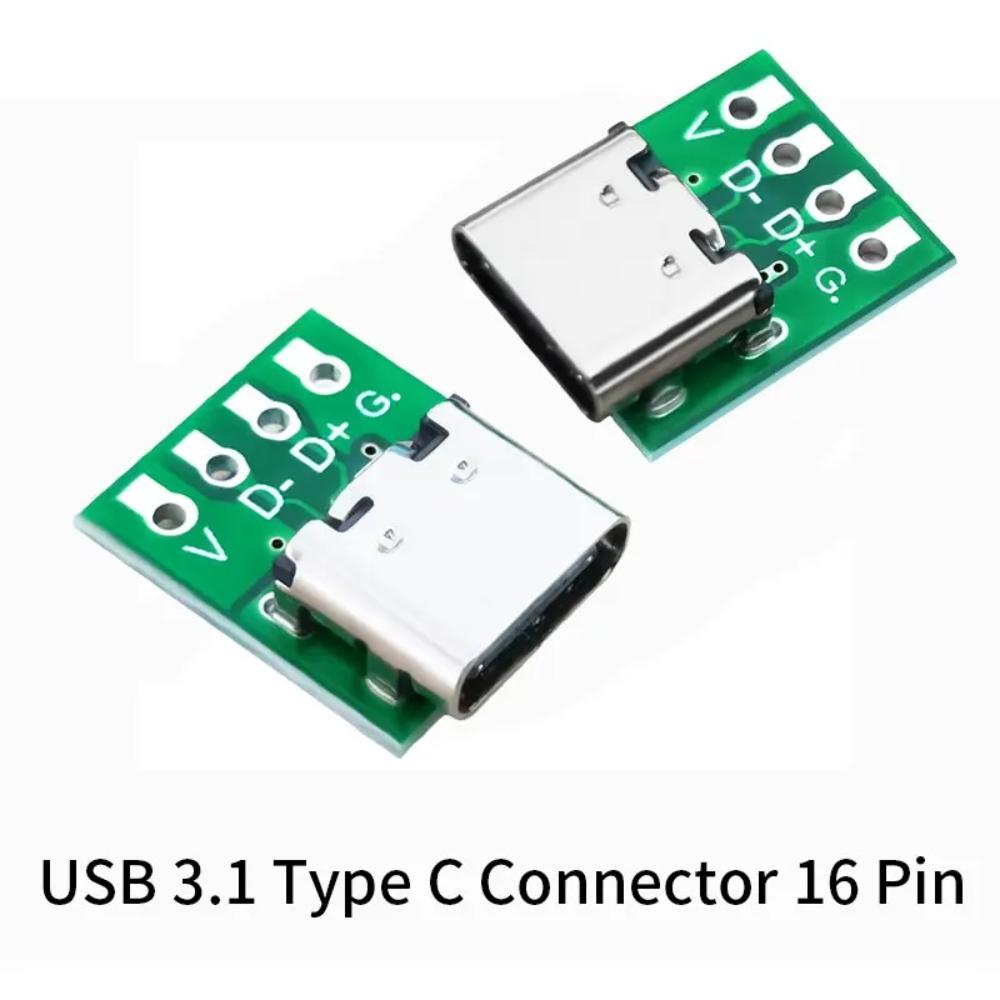 

10/5 шт. Роз єм TYPE C USB 3.1 Type C 16-контактний Тестова плата PCB Плата Адаптер Розетка Для Кабелю Провід Передачі Даних 10 Pieces&16P