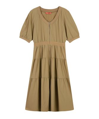 VANAKE Zip-Up Elastic Waist Long Dress_Vb38Opud02Z