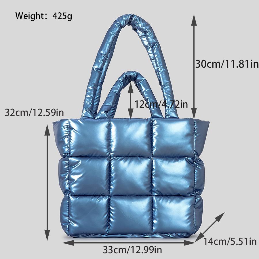 Moda Xadrez Acolchoado Bolsa Tote Designer Macio Puffy Mulheres Bolsas De Luxo Algodão Para Baixo Bolsas De Ombro Quente Inverno Bolsa Feminina