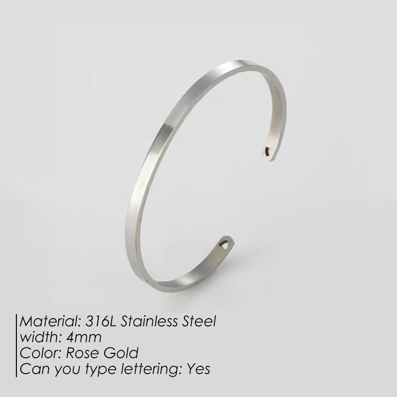 St. Delan Smooth Titanium Steel Couple's Open Bangle - European & American Fashion Jewelry