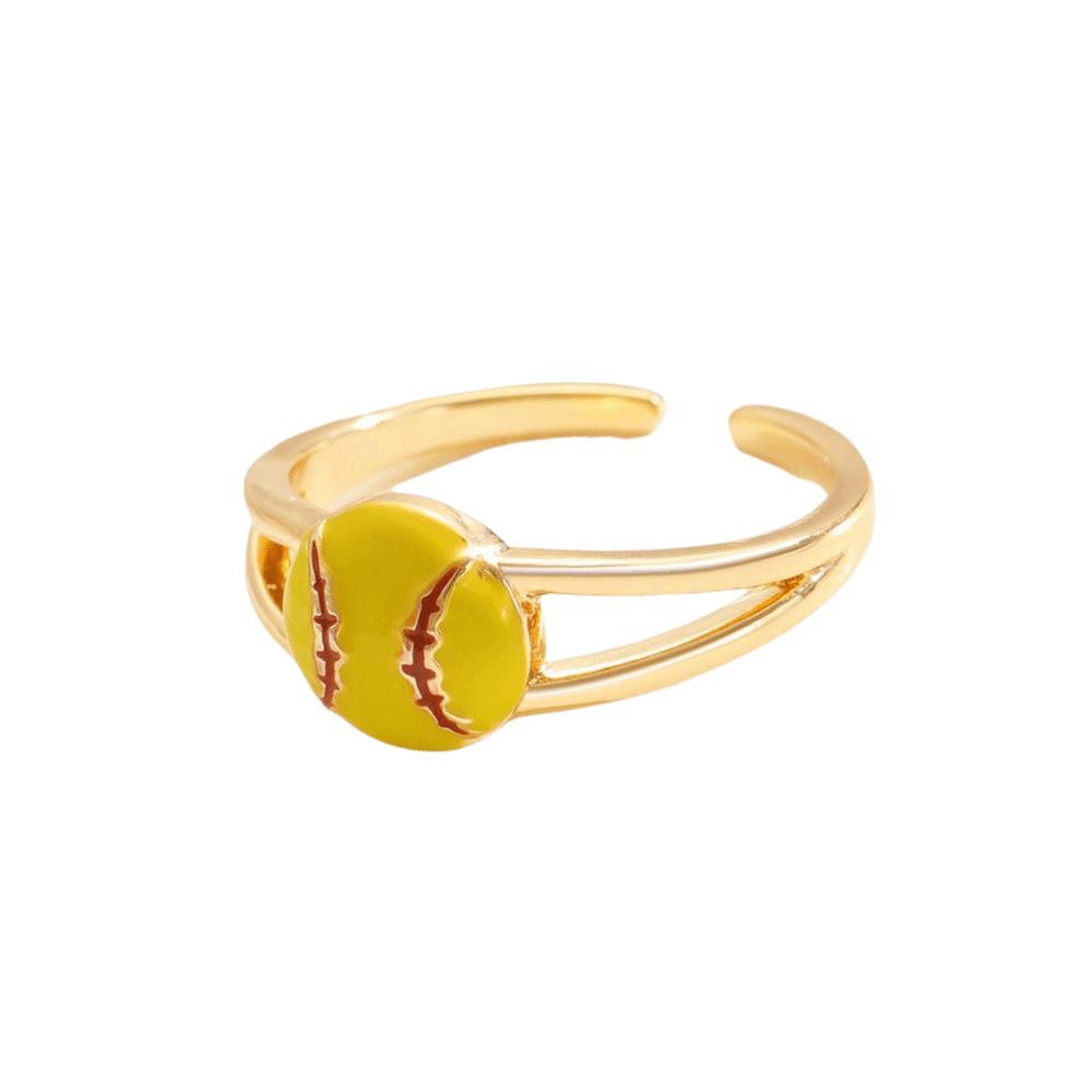 Colourful Adjustable Finger Ring Copper Sports Balls Shaped Open Rings Football Ear Clips Holiday