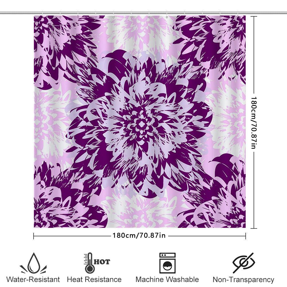 Delightful Purple Blossom Shower Curtain Floral Print Bath Decor for Home Bathroom Decoration Pink White Floral Bath Shower Curt