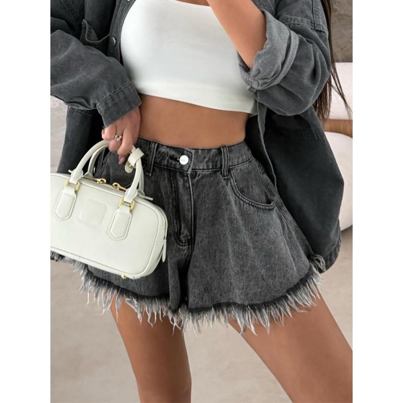 Summer Women Denim Shorts Loose Fashion Elegant Casual Simple Short Pants Hight Waist Sweet Simple Streetwear Denim Short Trousers