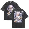Hot Sale Anime Peripherals Frieren: Beyond Journey's End Graphic Print T-Shirt Men Women Streetwear Fashion Vintage Washed Cotton Summer New Tee