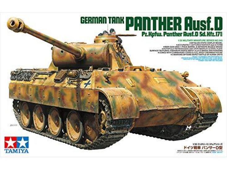 One Size Tamiya Military Miniature Series 345 German Army Medium Tank Panther D Plastic Model Kit 35345 1/35 No.