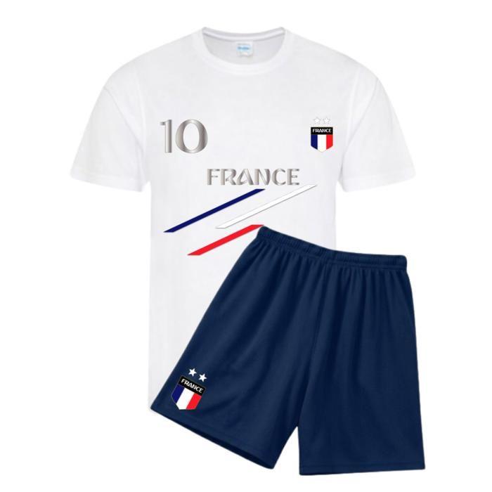 Ensemble short et maillot - France - 2 étoiles - Blanc bleu marine - 3 à 13 ans - Anti-transpirant