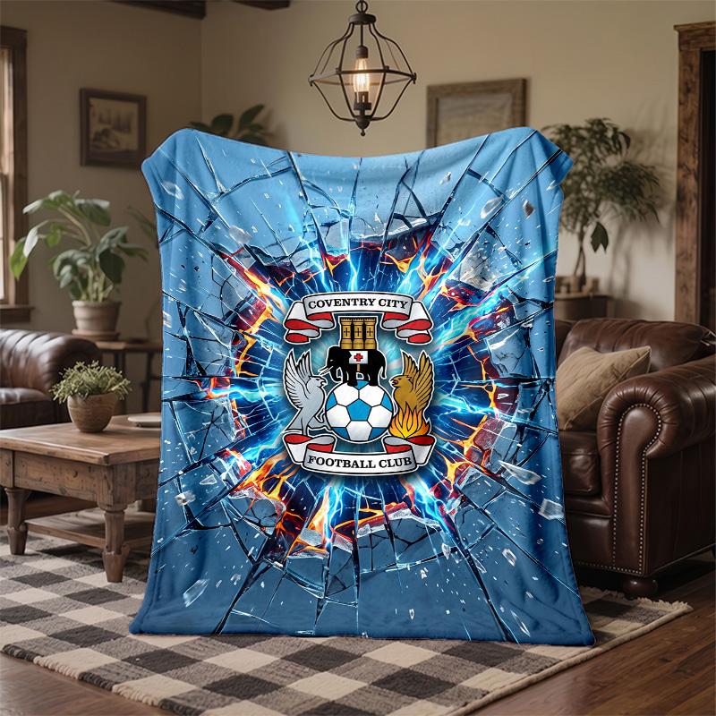 Coperta in Flanella con Stampa Coventry City Calcio Morbida Calda Coperta da Divano Letto per Casa Ufficio Camera da Letto
