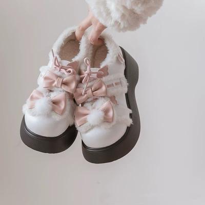 Winter Lolita Shoes Women's Fluffy Shoes Velvet Student Jk Japanese Soft Girl Cute Lolita Small Leather Shoes