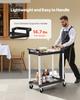 VEVOR Utility Cart, 300 Lbs Load Capacity, 2-tier Utility Plastic Cart with 360 Degrees Swivel Wheels (2 with Brakes)