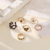 Ring, Fashionable Brown Love Drip Ring Six-Piece Set, Geometric Flower Ring Combination Set