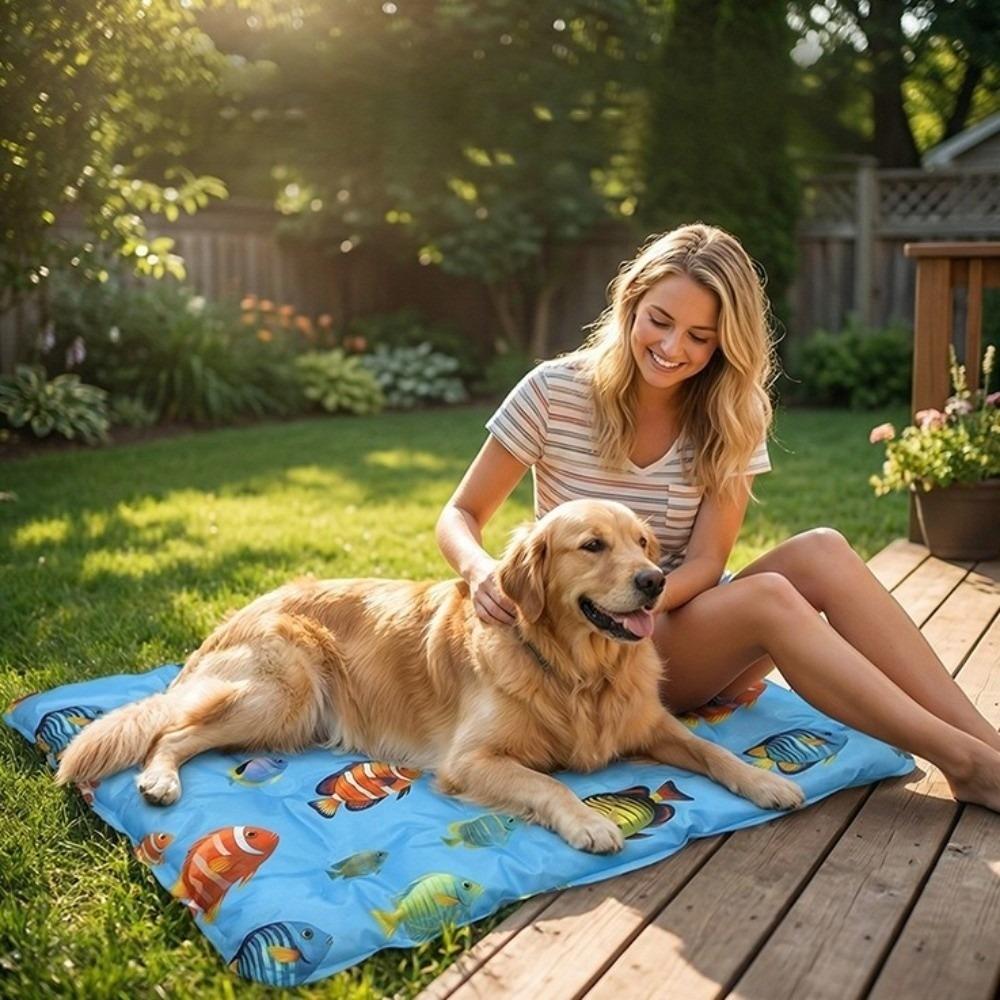 Breathable Pet Cooling Mat Soft Pet Cooling Ice Mat Cartoon Air Conditioning Gel Mat  Hot Weather