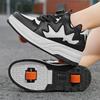 Girls 2-wheel High-top Roller Shoes Fashion Parkour Sneakers With Wheels Women's Retractable Dual-purpose Skates Sports Shoes