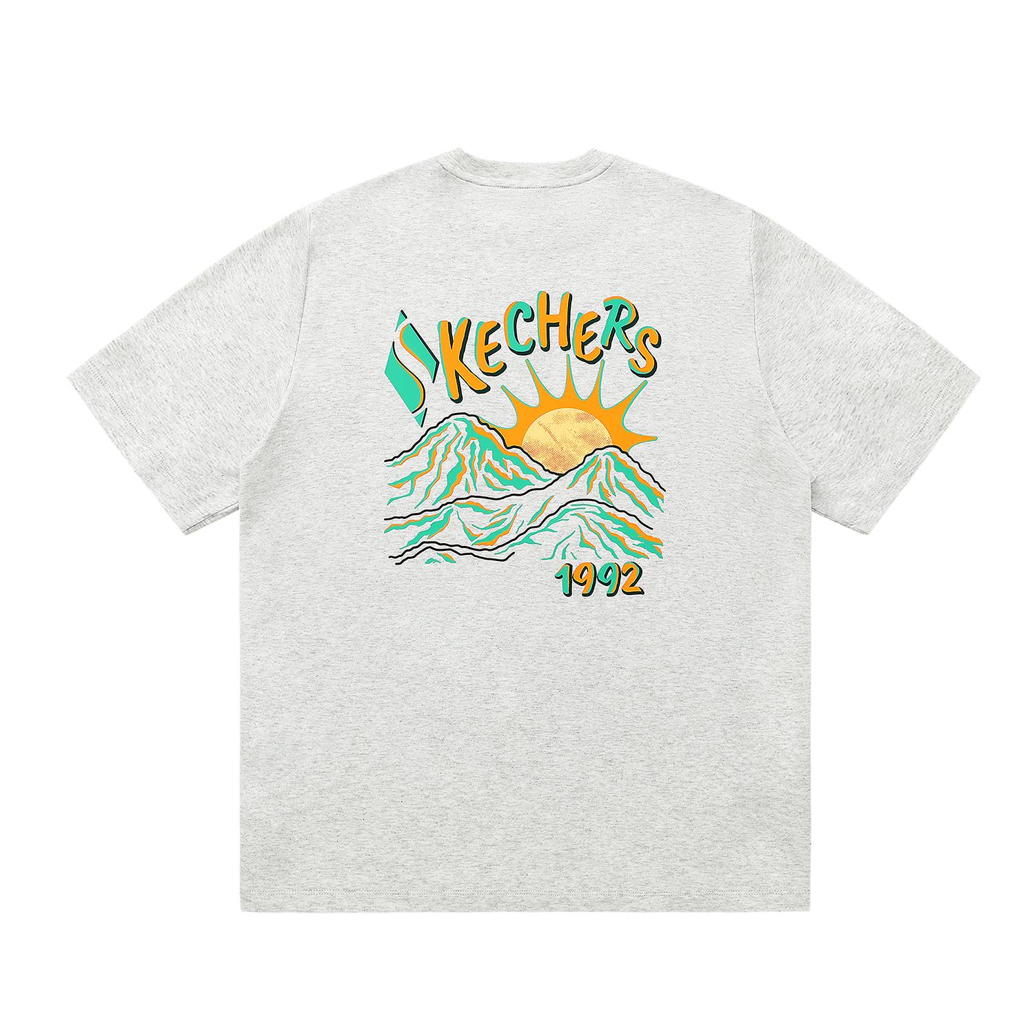 Skechers Diamond Series American Loose Fit Sports Casual Outdoor Running Short Sleeve T-Shirt Unisex Tops Light-White Gray L225U169-0248 M