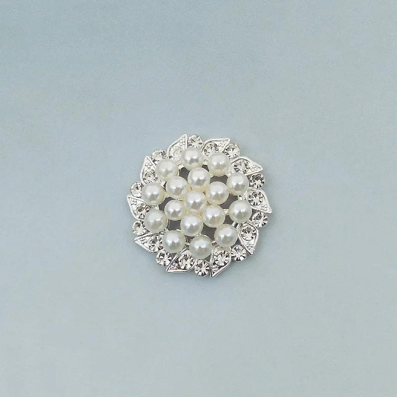 5pcs Rhinestones Buttons Flat Back Ivory Pearl Craft Making Accessories Wedding Invitation Card