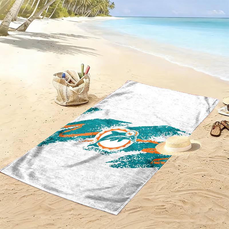 Miami Dolphins Print Beach Towel, Large Soft Quick Dry Towel for Beach Camping Swimming