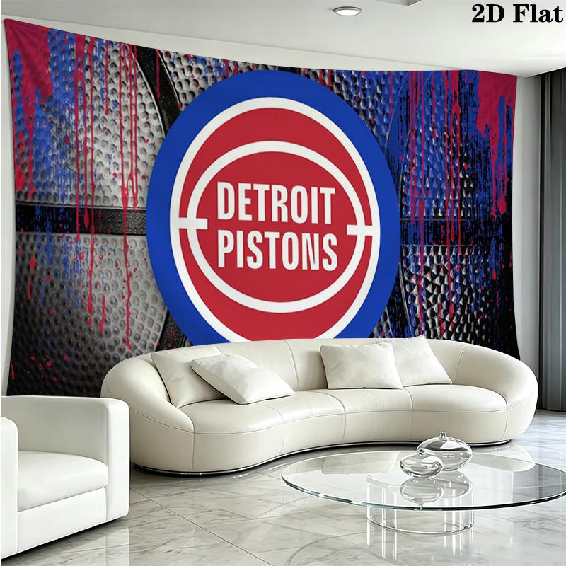 Detroit Pistons Wall Tapestry Aesthetic Wall Hanging Printed Fabric Blanket Decorative Tapestries for Bedroom Living Room Home Decor