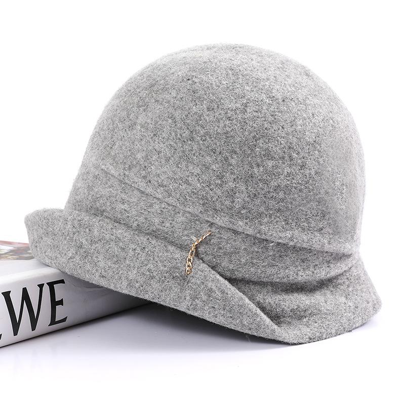 100% Australian Wool Stacking Hat Autumn and Winter Warm Bucket Hat Yang Chaoyue Cold Hat Big Head Circumference Shows Small Face