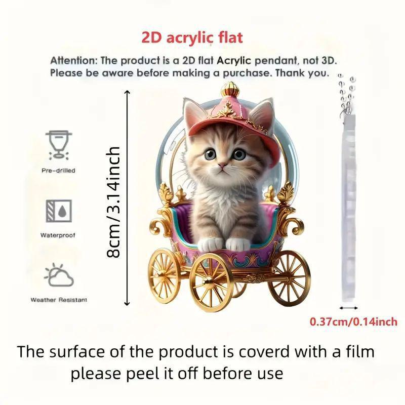 

2D Милый котенок Праздничный акриловый кулон для зеркала заднего вида автомобиля Standard