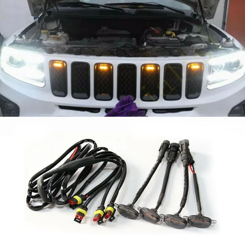 Universal Automotive Front Grill Lights Yellow Amber Lens Design Energy Efficient 12V Daytime Running Grill Light