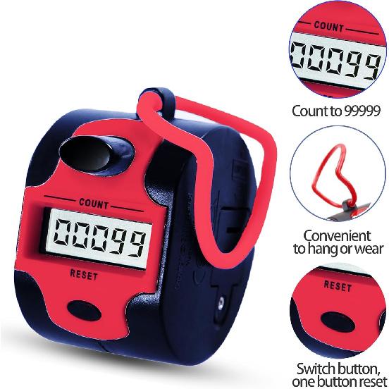Handy Counter Click Manual Digital clicker Stitch Tally Counters Finger Mechanical Palm Handheld Pitch 5-Digit Electronic Display Click Counter