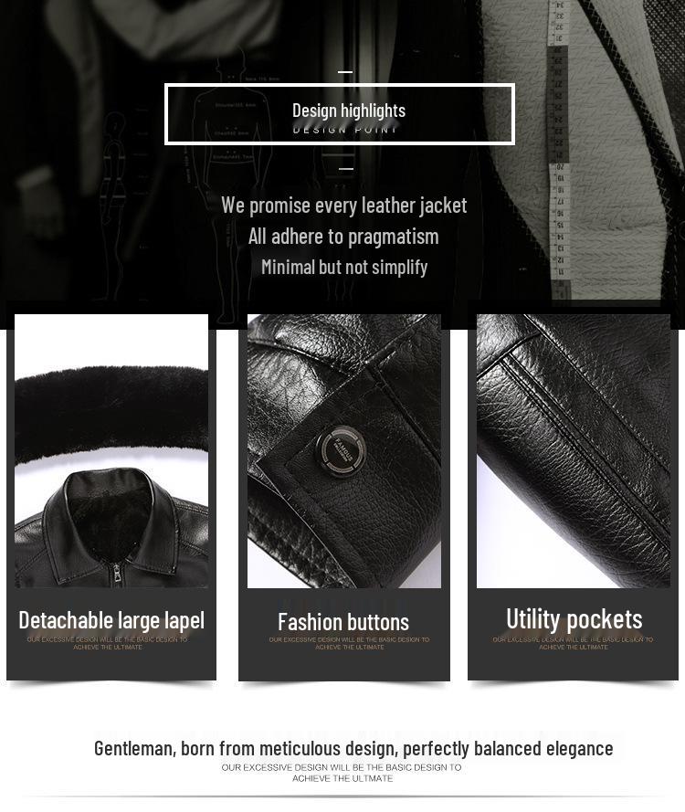 Men's Fur Collar Leather Jacket - Warm, Thickened PU for Middle-aged & Elderly
