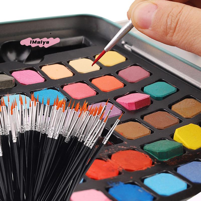 Y-50Pcs Painting Brushes Set Round Flat Hair Nylon for Oil Acrylic Watercolor Art Artists Beginners Students Kids
