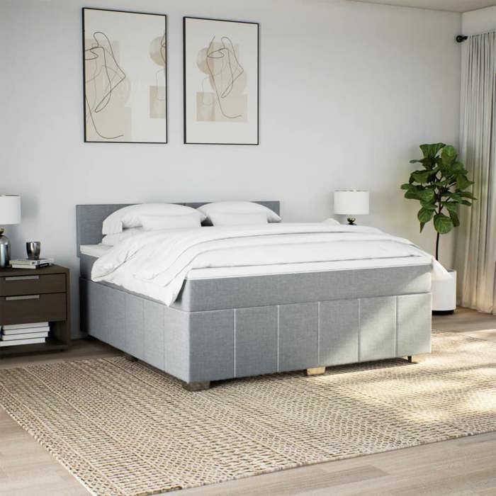 Maison Exclusive - Sommier à lattes de lit avec matelas Gris clair 180x200cm Tissu