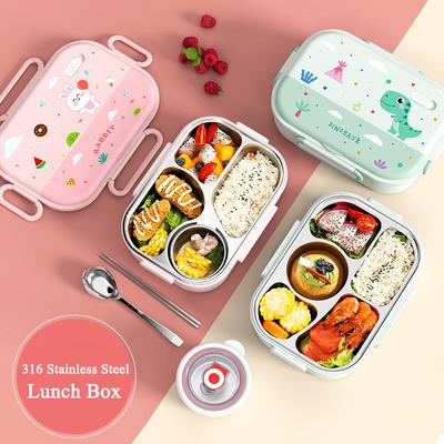 1550ML Stainless Steel Lunch Box Kids School Kawaii Bento Box Portable Sealed Food Storage Container for Student Office Worker