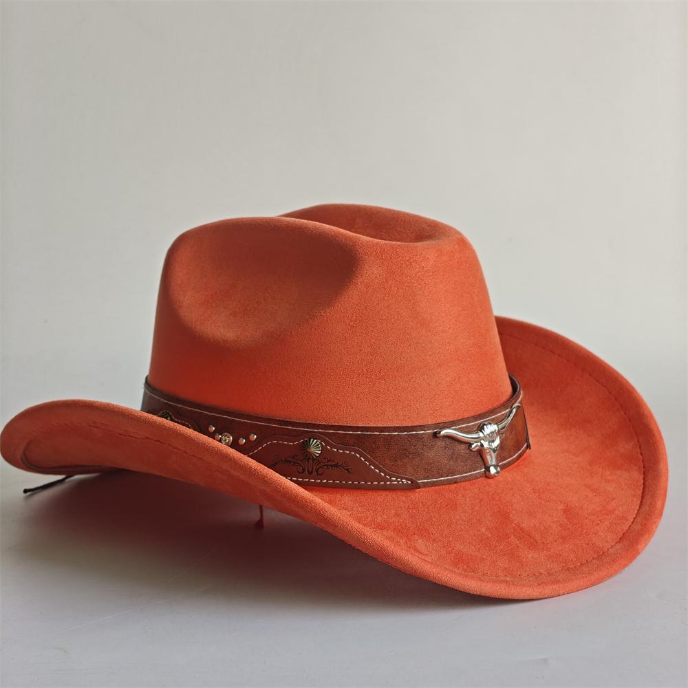Bull Head Accessories Cowboy Hat For Women Men 7.5Cm Wide Brim Western Suede Hat For Cowboys And Cowgirls Sombrero Vaquero
